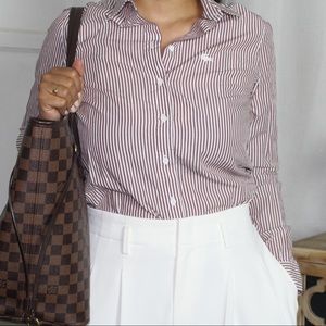 LACOSTE brown striped bottom down size M